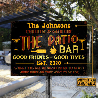 Personalized Patio Grilling Backyard Good Times Color Custom Classic Metal Signs