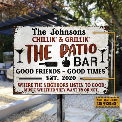 Personalized Patio Grilling Backyard Good Times Color Custom Classic Metal Signs