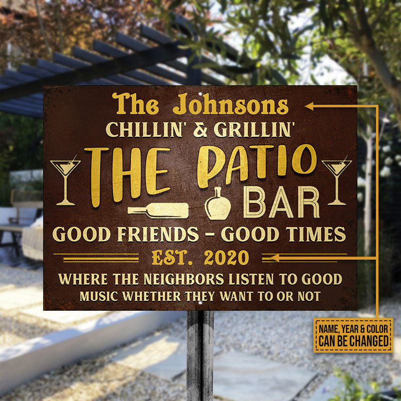 Personalized Patio Grilling Backyard Good Times Color Custom Classic Metal Signs