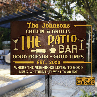 Personalized Patio Grilling Backyard Good Times Color Custom Classic Metal Signs