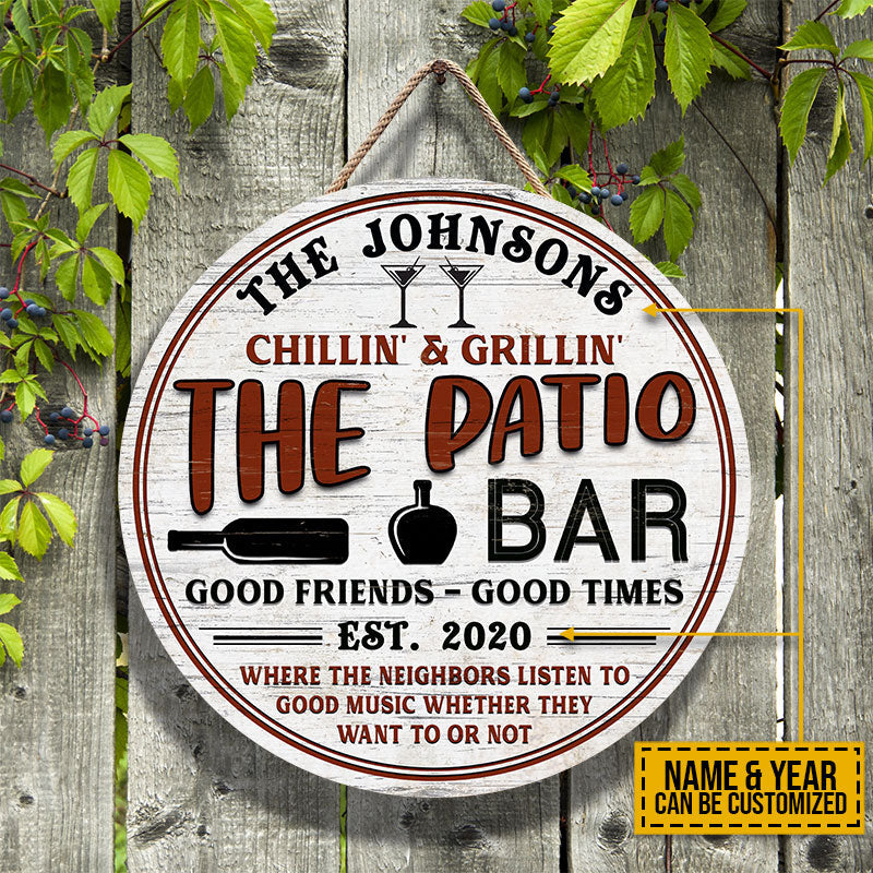 Personalized Patio Grilling Backyard Custom Wood Circle Sign