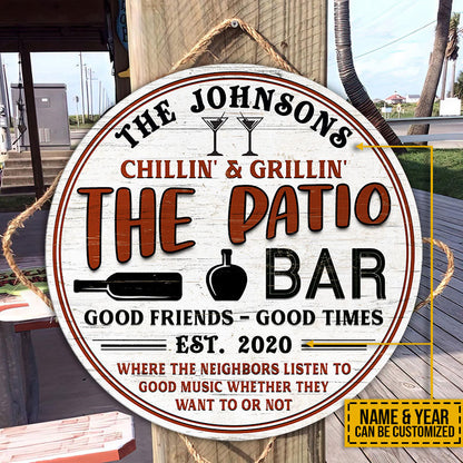 Personalized Patio Grilling Backyard Custom Wood Circle Sign