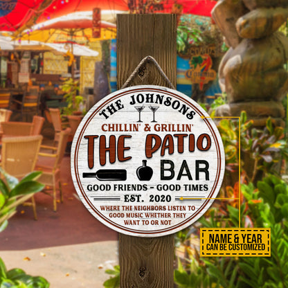 Personalized Patio Grilling Backyard Custom Wood Circle Sign