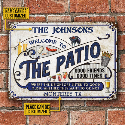 Personalized Patio Grilling Blue Listen To The Good Music Custom Classic Metal Signs