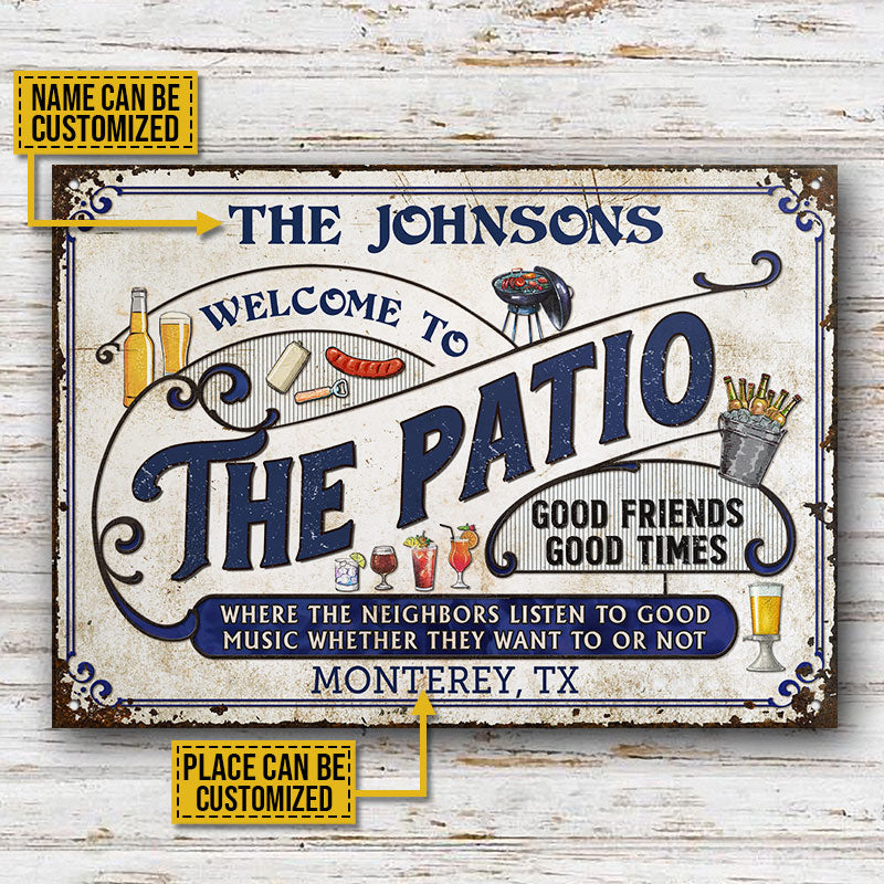 Personalized Patio Grilling Blue Listen To The Good Music Custom Classic Metal Signs