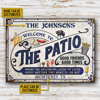Personalized Patio Grilling Blue Listen To The Good Music Custom Classic Metal Signs
