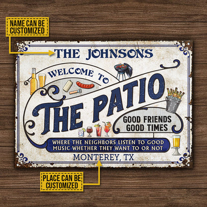 Personalized Patio Grilling Blue Listen To The Good Music Custom Classic Metal Signs