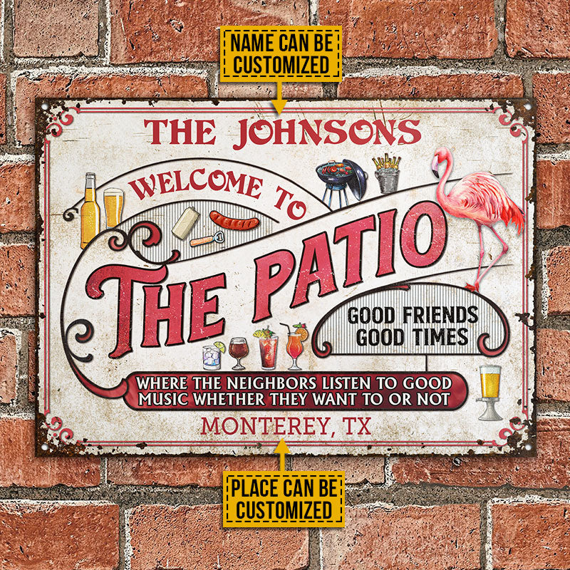 Personalized Patio Grilling Flamingo Listen To The Good Music Custom Classic Metal Signs
