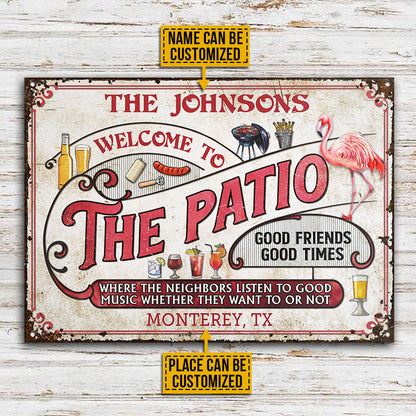 Personalized Patio Grilling Flamingo Listen To The Good Music Custom Classic Metal Signs