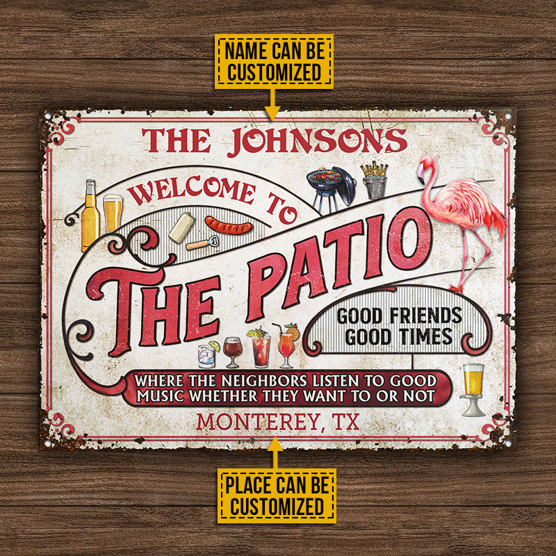 Personalized Patio Grilling Flamingo Listen To The Good Music Custom Classic Metal Signs