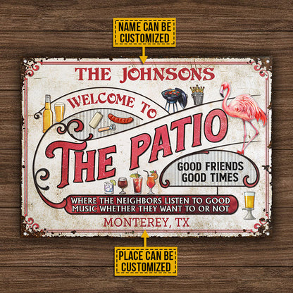 Personalized Patio Grilling Flamingo Listen To The Good Music Custom Classic Metal Signs