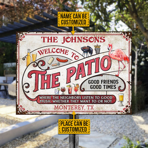 Personalized Patio Grilling Flamingo Listen To The Good Music Custom Classic Metal Signs
