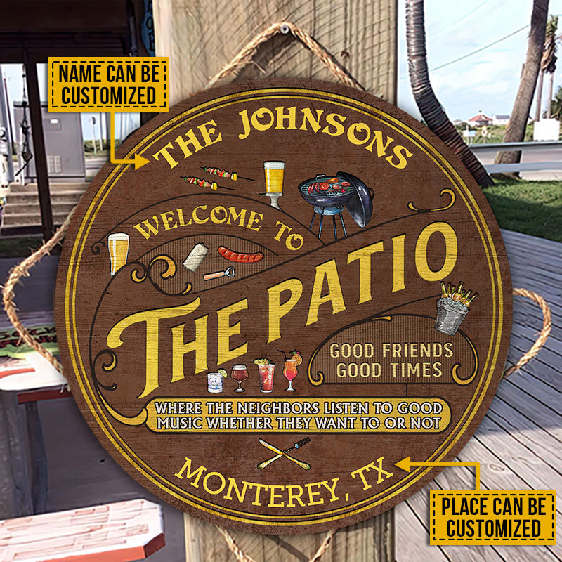 Personalized Patio Grilling Listen To The Good Music Custom Wood Circle Sign