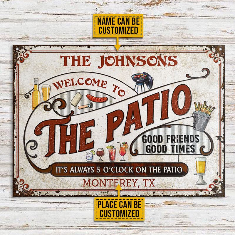 Personalized Patio Grilling Red Always 5 O'Clock Custom Classic Metal Signs