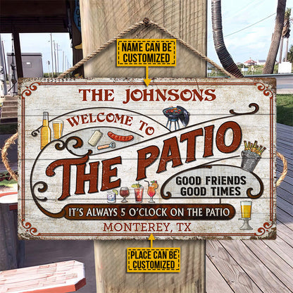 Personalized Patio Grilling Red Always 5 O'Clock Custom Wood Rectangle Sign
