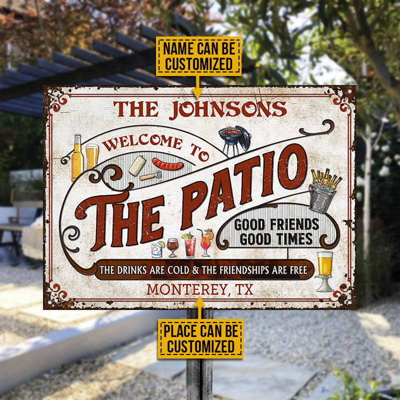 Personalized Patio Grilling Red Drinks Are Cold Custom Classic Metal Signs
