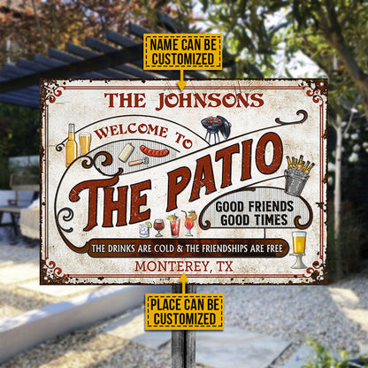 Personalized Patio Grilling Red Drinks Are Cold Custom Classic Metal Signs