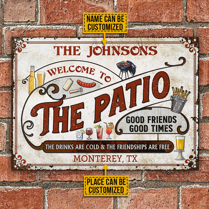 Personalized Patio Grilling Red Drinks Are Cold Custom Classic Metal Signs