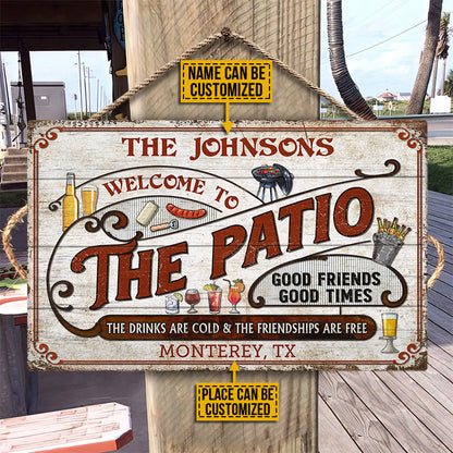 Personalized Patio Grilling Red Drinks Are Cold Custom Wood Rectangle Sign