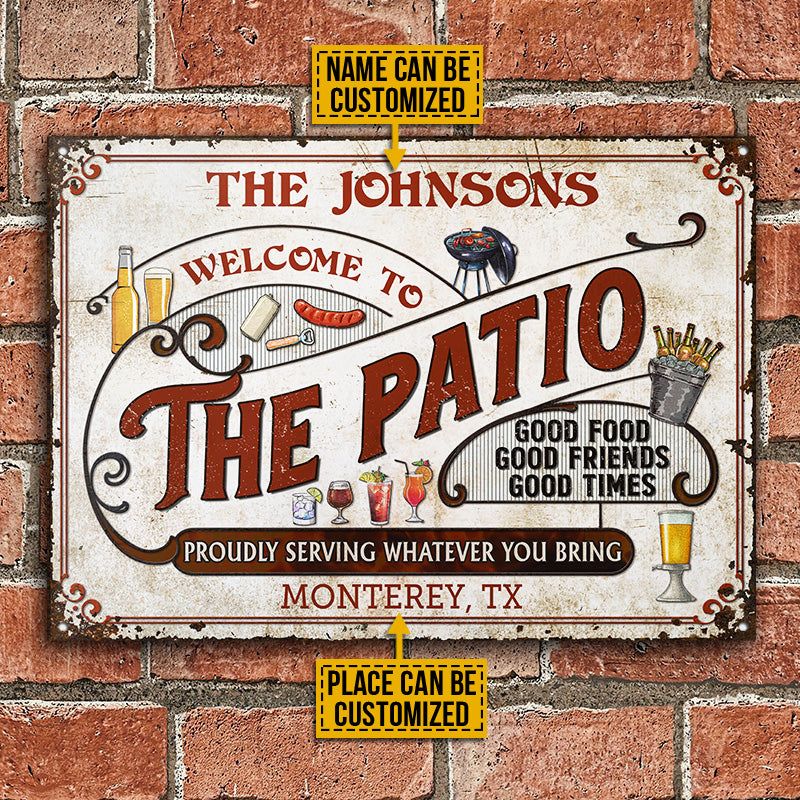 Personalized Patio Grilling Red Good Food Good Friends Custom Classic Metal Signs