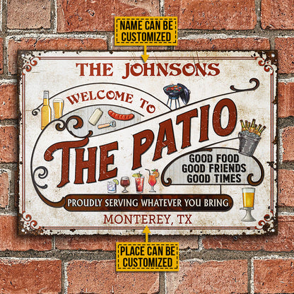 Personalized Patio Grilling Red Good Food Good Friends Custom Classic Metal Signs