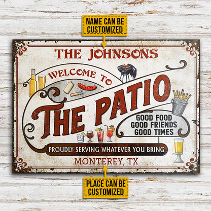 Personalized Patio Grilling Red Good Food Good Friends Custom Classic Metal Signs
