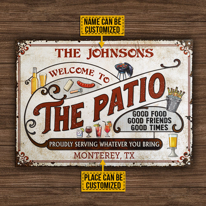 Personalized Patio Grilling Red Good Food Good Friends Custom Classic Metal Signs