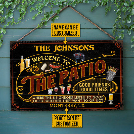 Personalized Patio Grilling Red Listen To The Good Music Black Custom Wood Rectangle Sign