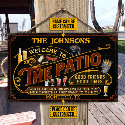 Personalized Patio Grilling Red Listen To The Good Music Black Custom Wood Rectangle Sign