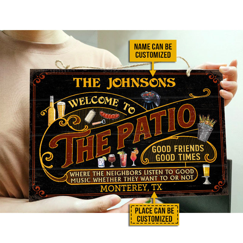 Personalized Patio Grilling Red Listen To The Good Music Black Custom Wood Rectangle Sign