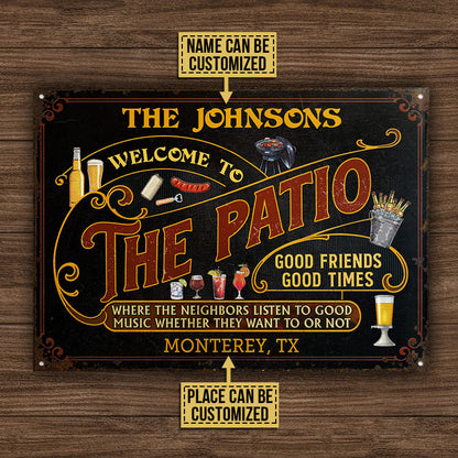 Personalized Patio Grilling Red Listen To The Good Music Black Custom Classic Metal Signs