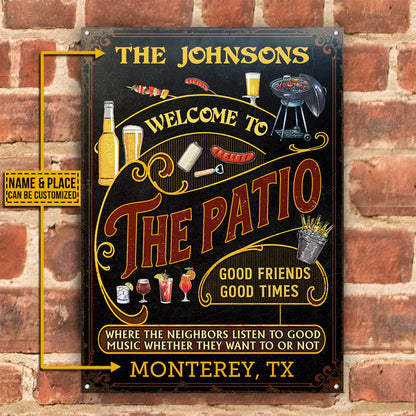 Personalized Patio Grilling Red Listen To The Good Music Black Vertical Custom Classic Metal Signs