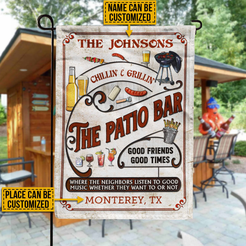 Personalized Patio Grilling Red Listen To The Good Music Chillin Custom Flag