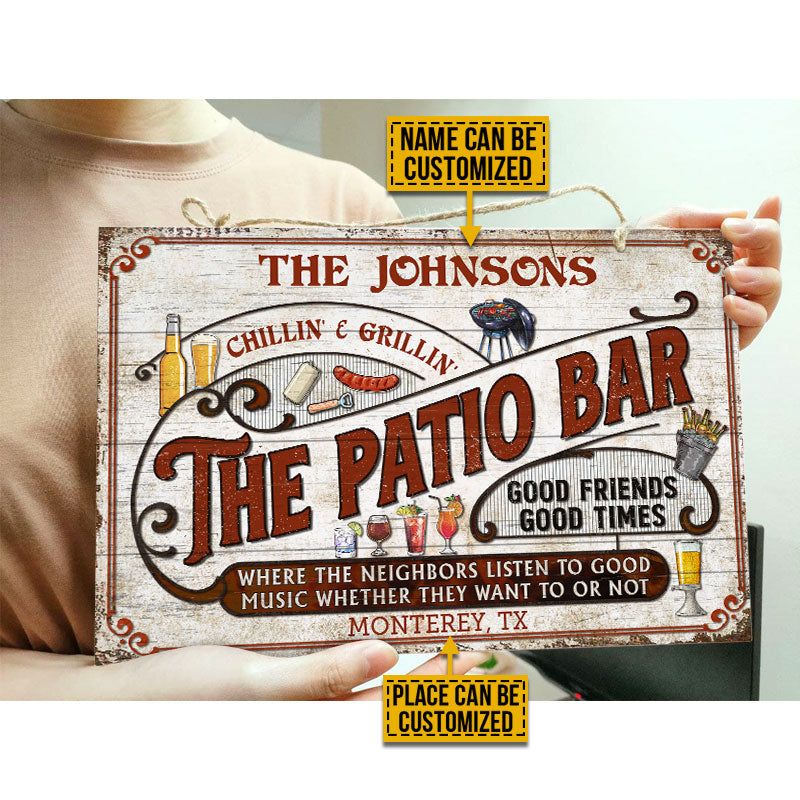 Personalized Patio Grilling Red Listen To The Good Music Chillin Custom Wood Rectangle Sign
