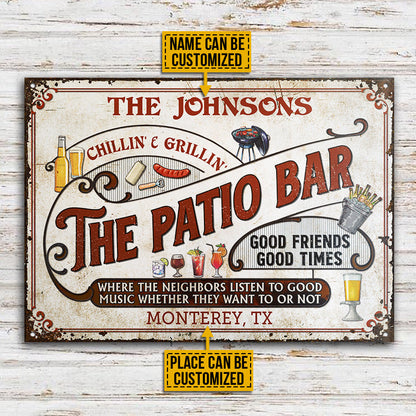 Personalized Patio Grilling Red Listen To The Good Music Chillin Custom Classic Metal Signs