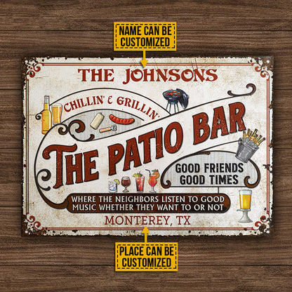 Personalized Patio Grilling Red Listen To The Good Music Chillin Custom Classic Metal Signs