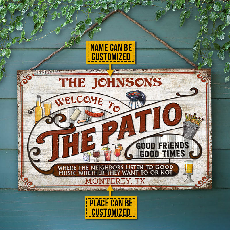 Personalized Patio Grilling Red Listen To The Good Music Custom Wood Rectangle Sign