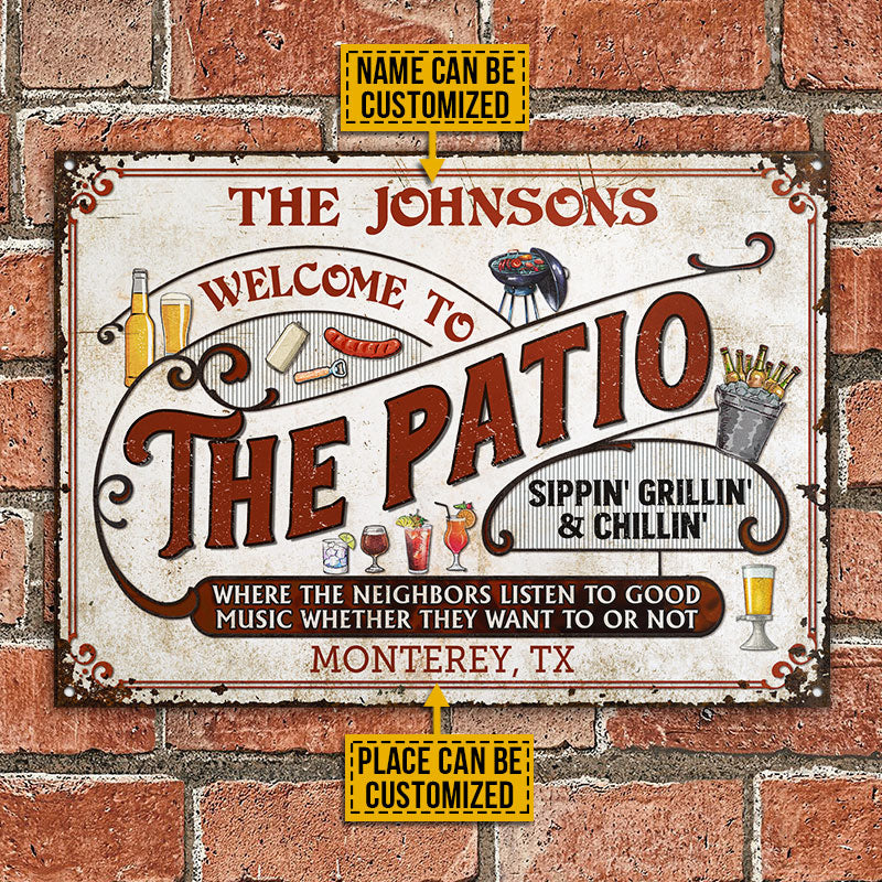 Personalized Patio Grilling Red Listen To The Good Music Sippin Custom Classic Metal Signs