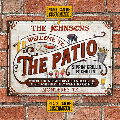 Personalized Patio Grilling Red Listen To The Good Music Sippin Custom Classic Metal Signs