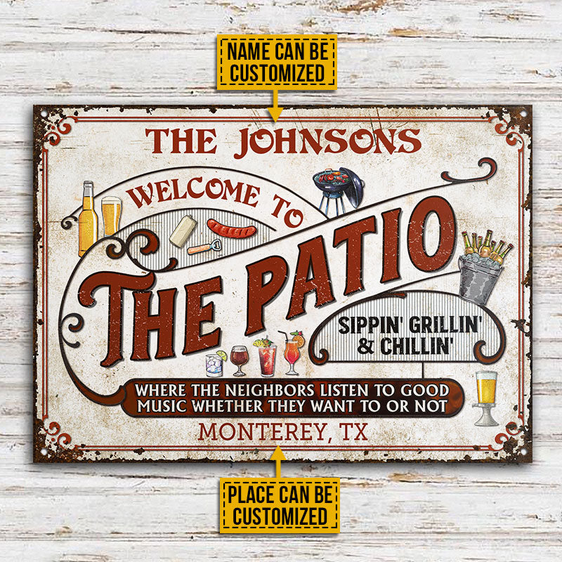 Personalized Patio Grilling Red Listen To The Good Music Sippin Custom Classic Metal Signs