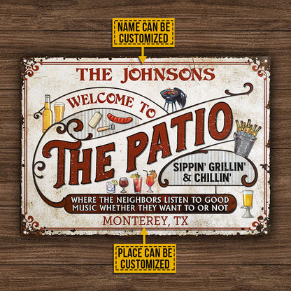 Personalized Patio Grilling Red Listen To The Good Music Sippin Custom Classic Metal Signs