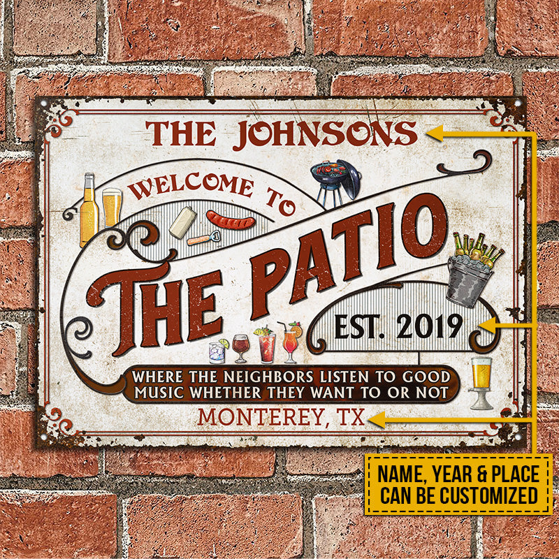 Personalized Patio Grilling Red Listen To The Good Music Year Custom Classic Metal Signs