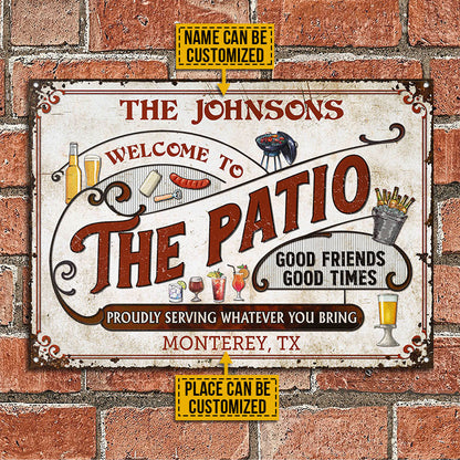 Personalized Patio Grilling Red Proudly Serving Custom Classic Metal Signs
