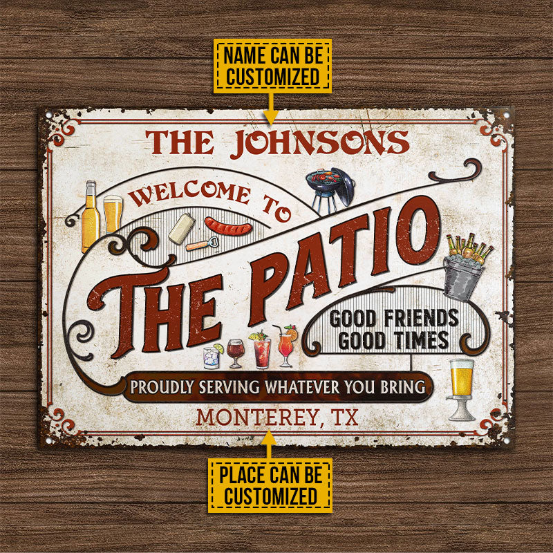 Personalized Patio Grilling Red Proudly Serving Custom Classic Metal Signs