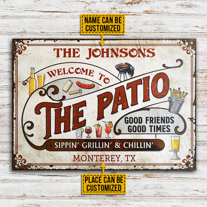 Personalized Patio Grilling Red Sippin Grillin Custom Classic Metal Signs