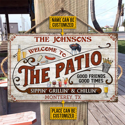 Personalized Patio Grilling Red Sippin Grillin Custom Wood Rectangle Sign