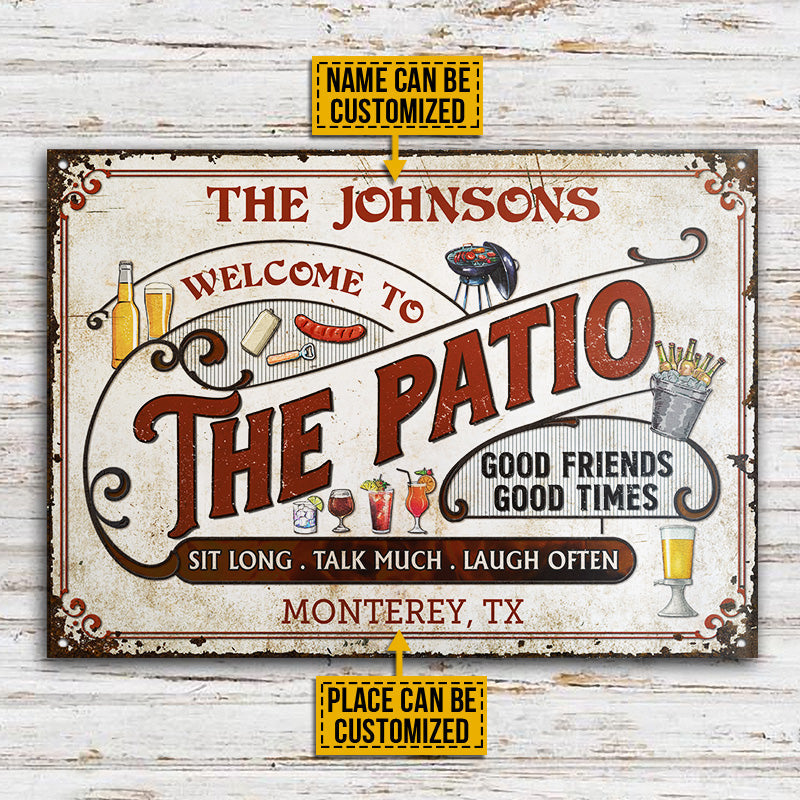 Personalized Patio Grilling Red Sit Long Custom Classic Metal Signs