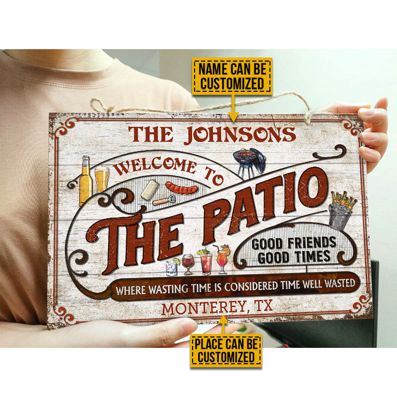 Personalized Patio Grilling Red Where Wasting Time Custom Wood Rectangle Sign