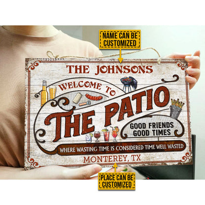 Personalized Patio Grilling Red Where Wasting Time Custom Wood Rectangle Sign