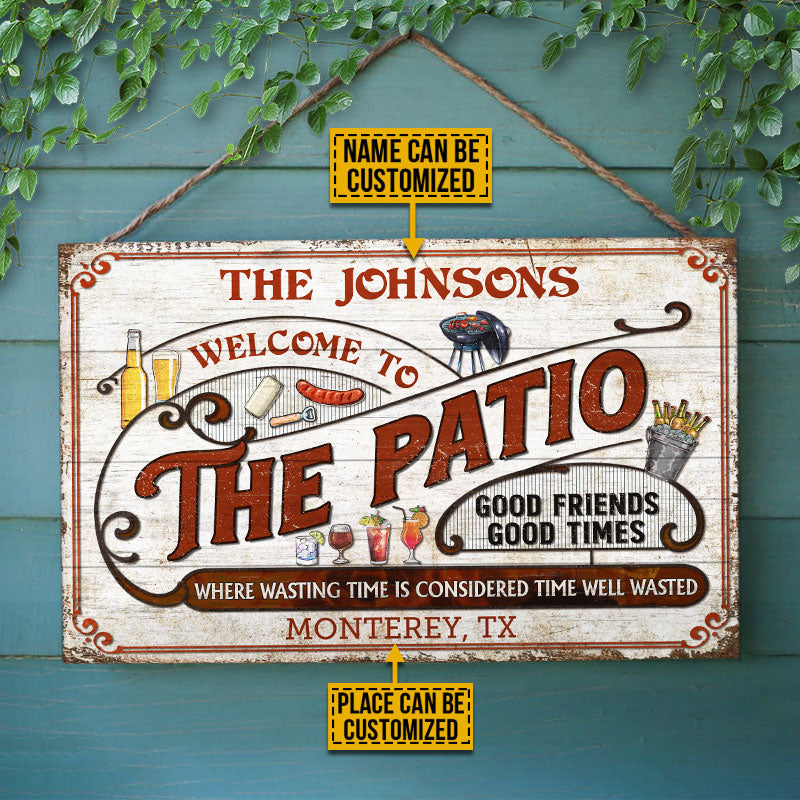 Personalized Patio Grilling Red Where Wasting Time Custom Wood Rectangle Sign